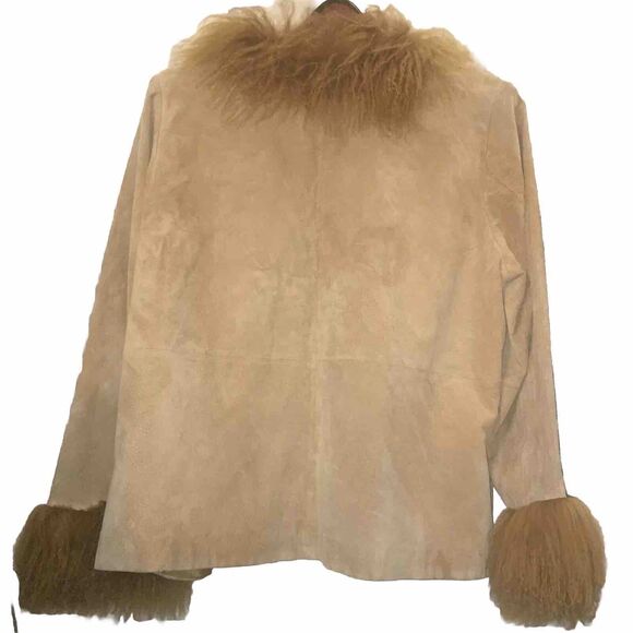 Venezia 70s Penny Lane Coat 18-20 Fur Trim Tan Mid - Picture 3 of 12